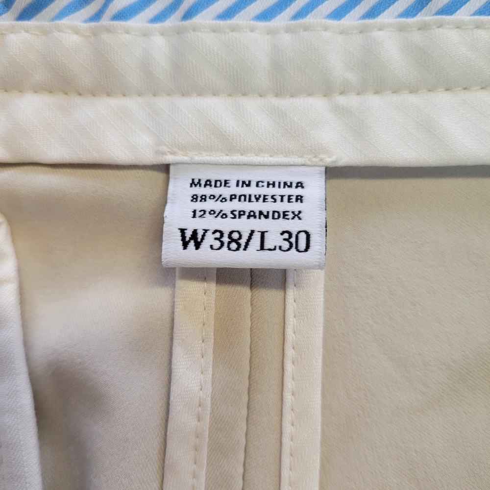 FootJoy Mens Performance Golf Pants Ivory Off White W38 L30 Flat Front Stretch - Picture 4 of 9